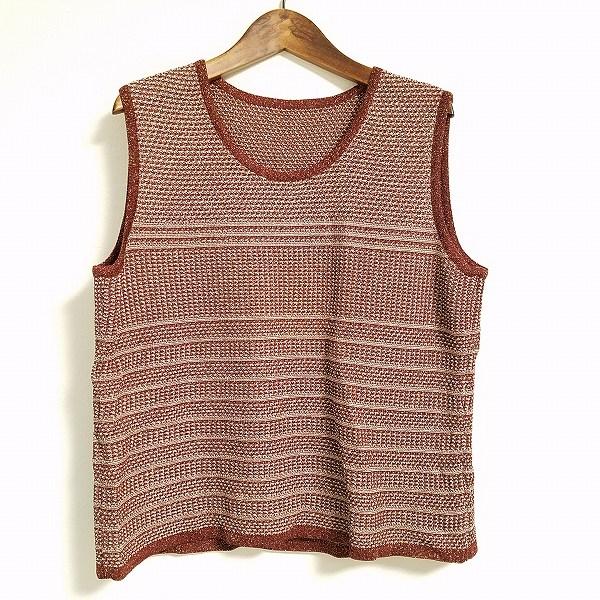 Leilian #anc レリアン アンサンブル 15+ 茶系 ニット ラメ 総柄 