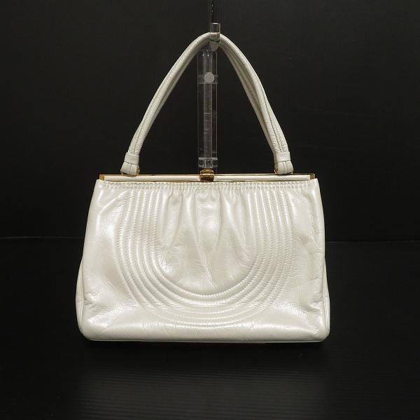 anb ハマノ HAMANO ハンドバッグ 白系 レザー ビジュー サン