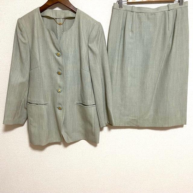 Leilian #anc レリアン セットアップ スカートスーツ 13+ 緑系