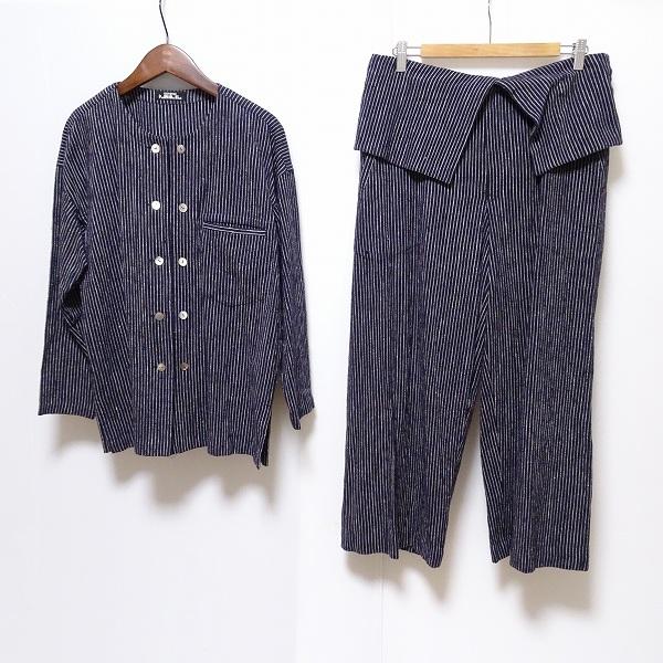 ISSEY MIYAKE ネイビー ボタン付きジャケット　ペルマネンテ　ボレロ ISSEY MIYAKE イッセイミヤケ PLEATS PLEASE デニム転写 ジャケット