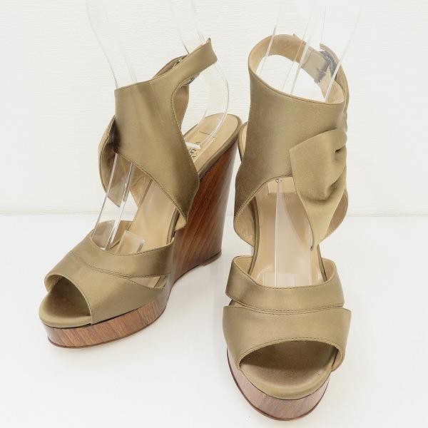 VALENTINO #sns ヴァレンティノ サンダル 37 カーキ リボン 光沢 