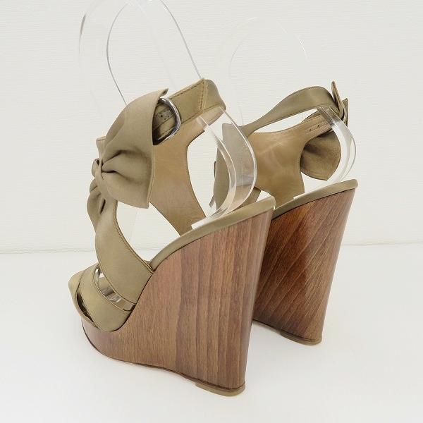 VALENTINO #sns ヴァレンティノ サンダル 37 カーキ リボン 光沢 