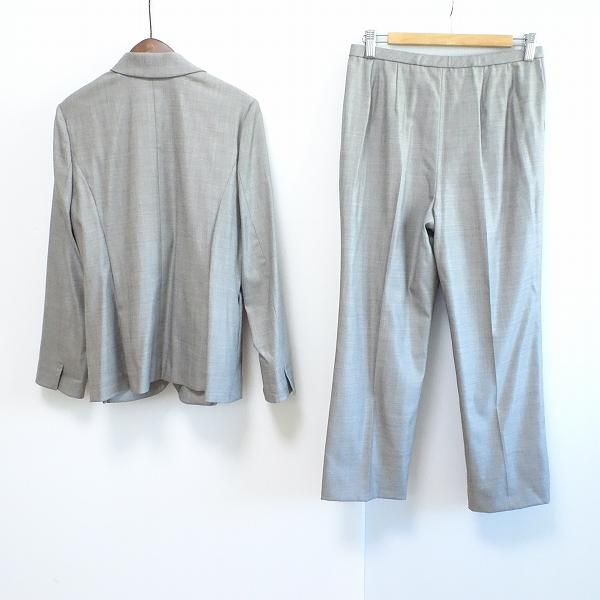 anc レリアンLeilian パンツスーツ 11 グレー シルク混 ロロピアーナ  