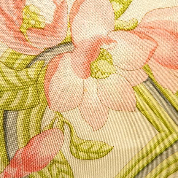 美品　エルメス　カレ90 芍薬　花柄　大判スカーフ　シルク100% エルメス スカーフ カレ90 芍薬 Les Pivoines シルク ピンク