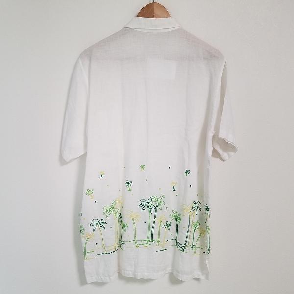 PAPAS（パパス） #spc 半袖シャツ M 白 アロハ 刺繍 麻 リネン メンズ
