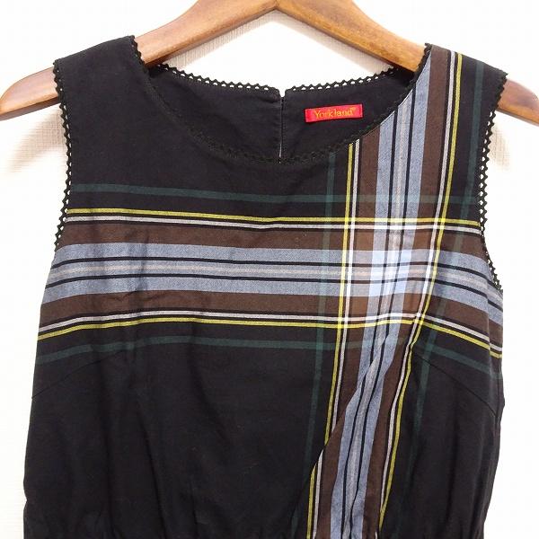 ヨークランド #snc YORKLAND カットソー 9AR 黒 マルチ チェック
