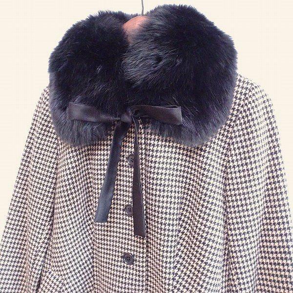 INGEBORG 千鳥格子 ウール ジャケット コート ファー付き サイズM INGEBORG 千鳥格子 ウール ジャケット コート ファー付き サイズM
