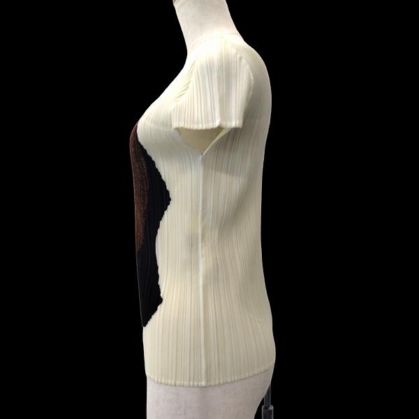 pleats please ボタニカル柄 白系 サイズ3 プリーツカットソー PLEATS