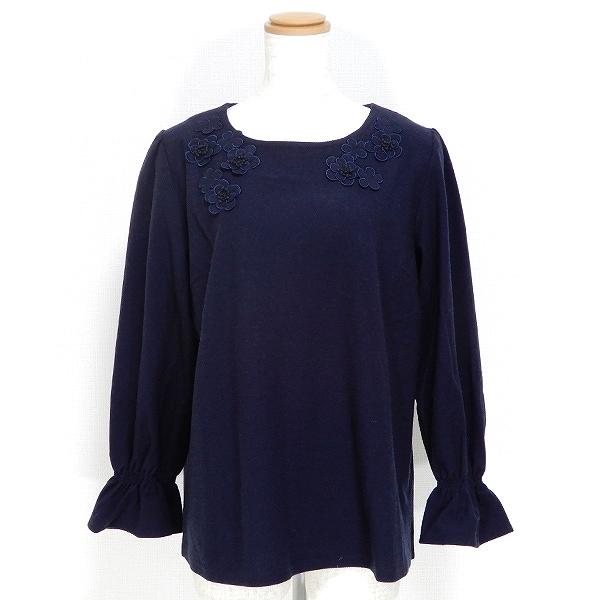 #wnc ローズティアラ Rose Tiara カットソー 長袖 花モチーフ プルオーバー 大きいサイズ 42 紺系 レディース [830446] | Rose Tiara