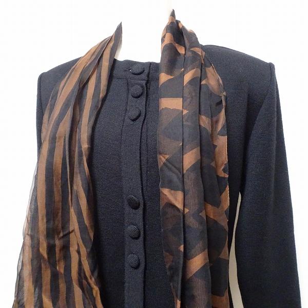 wnc フェンディ FENDI maglia カーディガン 40 黒 茶 ニット ストール