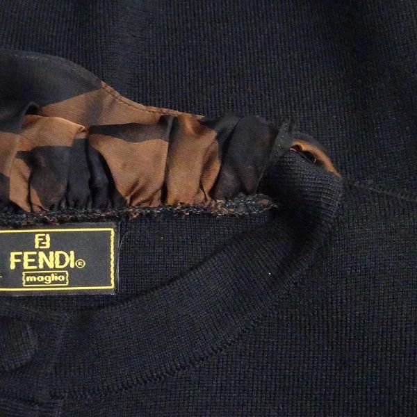 wnc フェンディ FENDI maglia カーディガン 40 黒 茶 ニット ストール