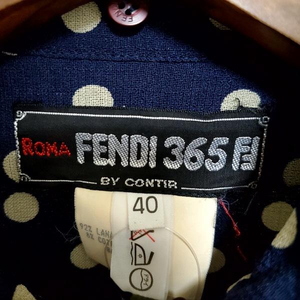 #snc フェンディ FENDI ワンピース 40 紺 ドット 水玉 ヴィンテージ 半袖 切替 プリーツ レディース [832798] | FENDI | 07