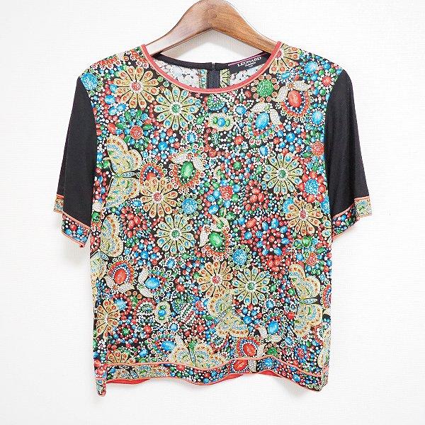 LEONARD #apc レオナール アンサンブル L 黒 マルチ 宝石柄 シルク混 