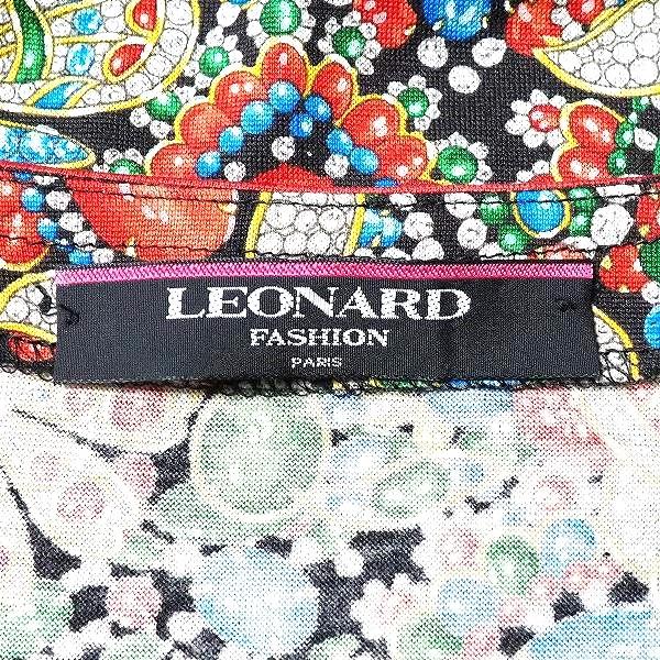 LEONARD #apc レオナール アンサンブル L 黒 マルチ 宝石柄 シルク混 