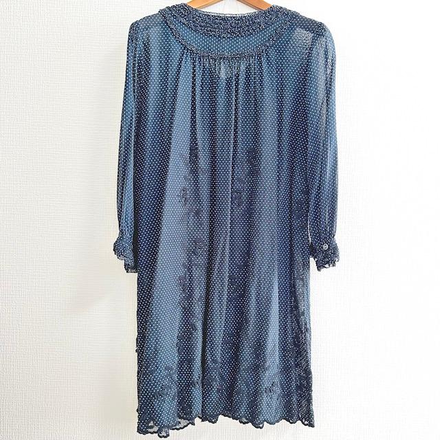 anc インゲボルグ INGEBORG チュニック 11 ネイビー 白 ドット 刺繍  