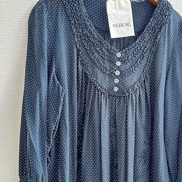 anc インゲボルグ INGEBORG チュニック 11 ネイビー 白 ドット 刺繍  