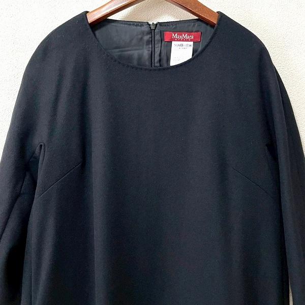 wnc マックスマーラ Maxmara STUDIO ワンピース 42 黒 ウール 無地