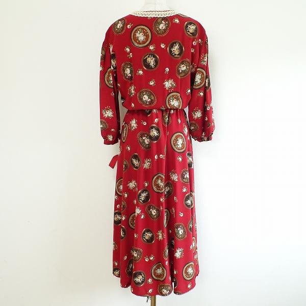 KANEKO ISAO #apc カネコイサオ ワンピース 赤 リボン 花柄 額縁 KANEKO ISAO #apc カネコイサオ ワンピース 赤 リボン 花柄 額縁