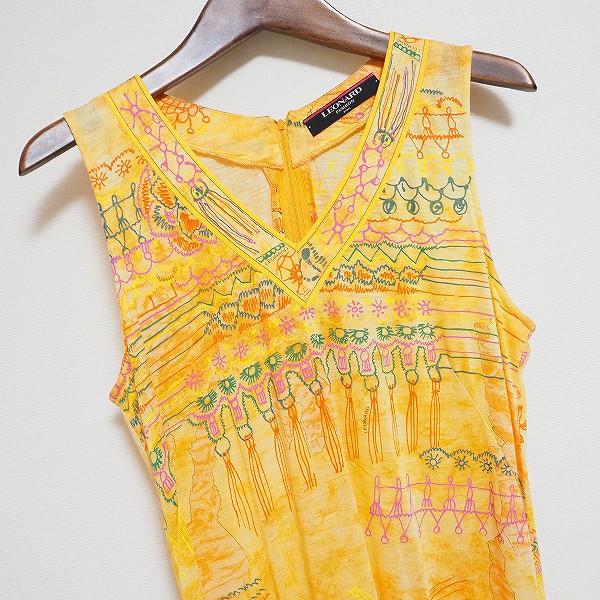 LEONARD（レオナール） #spc ワンピース L オレンジ ノースリーブ