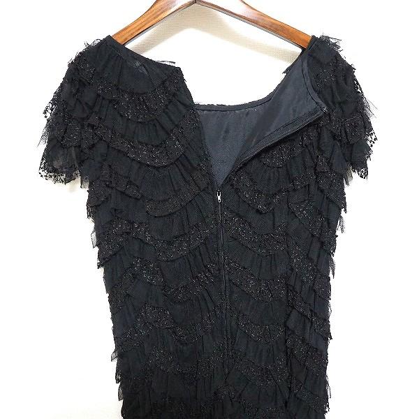 銀座マギー #snc イネス ignes ワンピース 42 黒 半袖 メッシュ フリル  