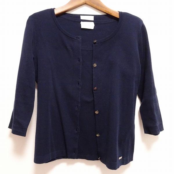 Harrods #anc ハロッズ アンサンブル 紺 無地 七分袖 ニット  