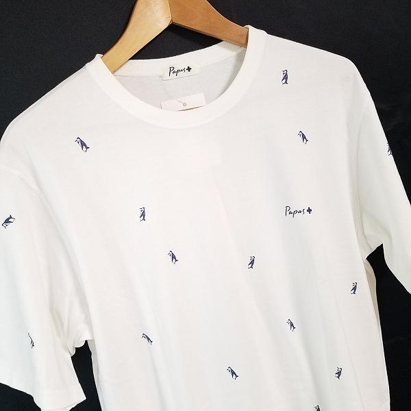 PAPAS #spc パパス Papas Tシャツ L 白 半袖 ペンギン柄 メンズ 