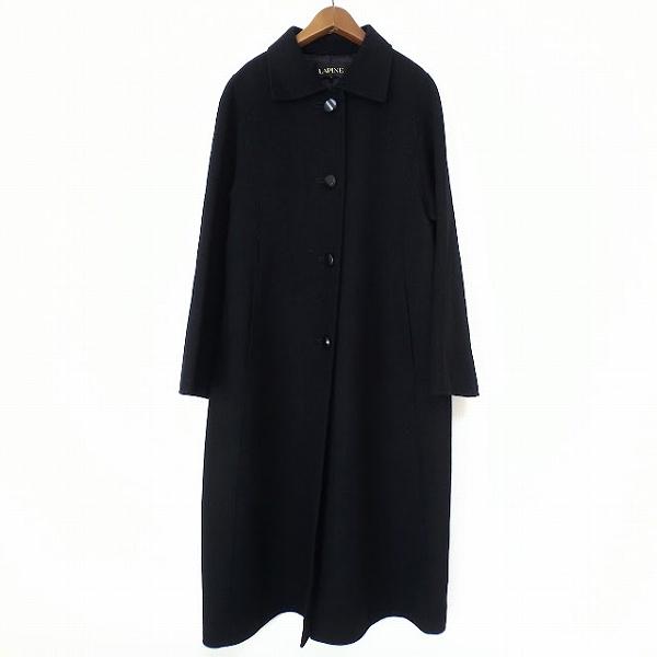 wnc ラピーヌ LAPINE コート 9 黒 ステッチ ロング カシミヤ混