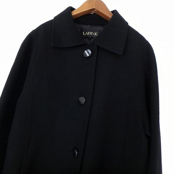 wnc ラピーヌ LAPINE コート 9 黒 ステッチ ロング カシミヤ混