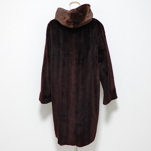 #wnc 毛皮コート リバーシブル シェアードラビット ファー フード付き ロング 茶系 グレー レディース [838621]_2
