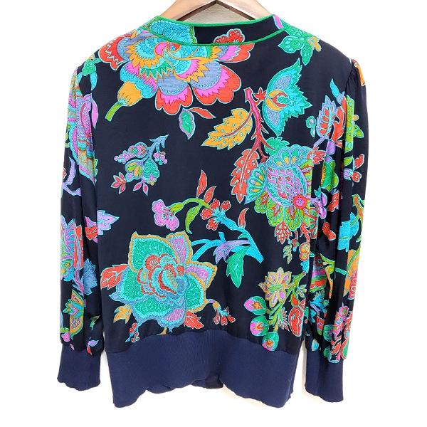 レオナール LEONARD 長袖 総柄 カーディガン シルク混 金ボタン L レオナール LEONARD 長袖 総柄 カーディガン シルク混 金ボタン L