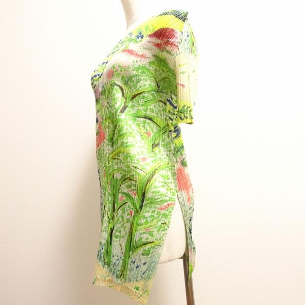 極美品✨PLEATS PLEASE 総柄　チュニック　Lサイズ PLEATS PLEASE（プリーツ プリーズ） #spc チュニック 3 黄緑