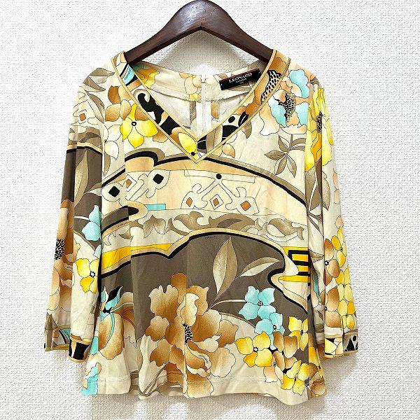 LEONARD #apc レオナール カットソー LL マルチ ボタニカル柄 総柄 