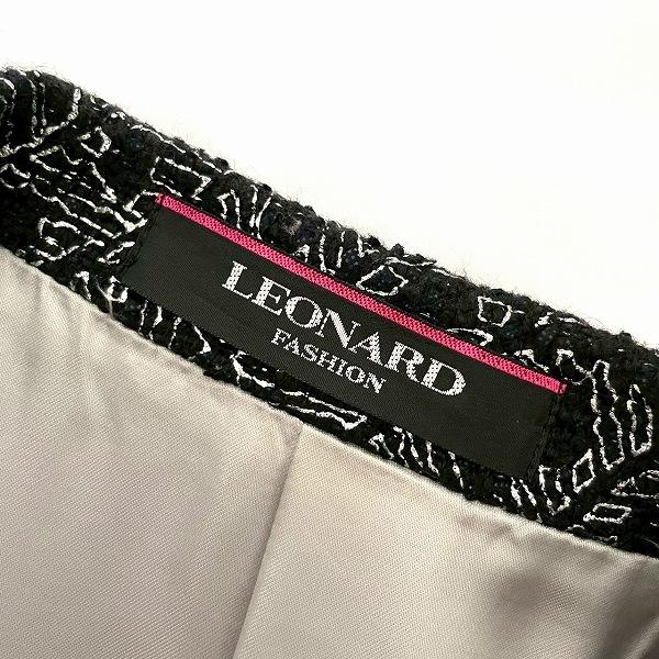 axc レオナール LEONARD ジャケット 9 黒 シルバー ツイード 花柄