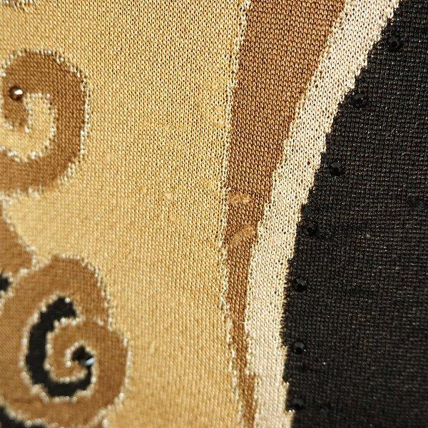 レオナール 花柄 ラインストーン シルク混 ジップアップニット