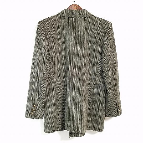 Leilian #anc レリアン ジャケット 9 緑系 ストライプ ダブル ドイツ製  