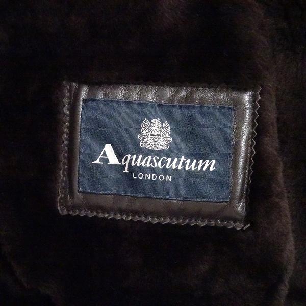 wnc アクアスキュータム Aquascutum ムートンコート 9 茶 羊革 