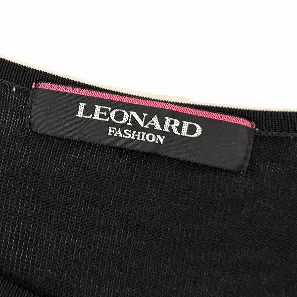 anc レオナール LEONARD チュニック 42 黒 マルチ ニット 花柄 ライン