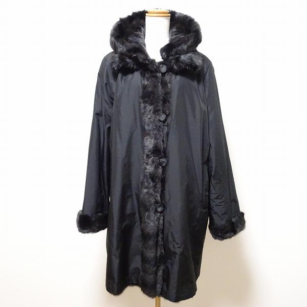 チンチラカラー襟 ラビットファー×シルクリボン リバーシブル