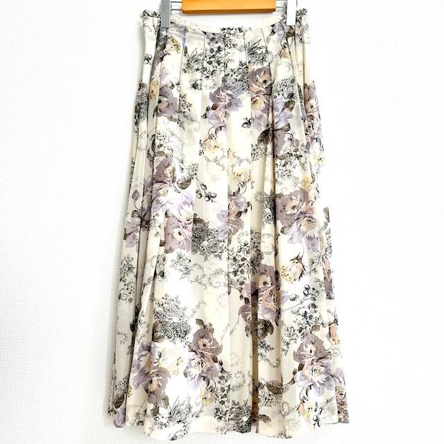 INGEBORG #anc インゲボルグ スカート L ベージュ 紫 花柄 ロング 