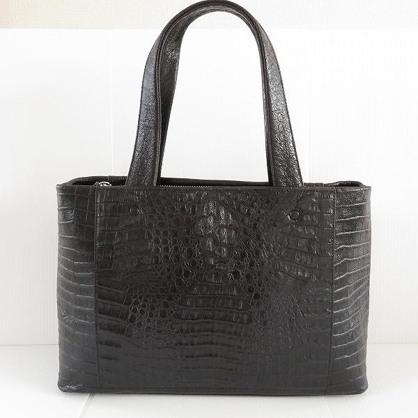 axb クロコダイル ハンドバッグ トートバッグ 黒 レディース [848250  