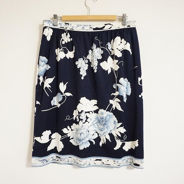 apc レオナール LEONARD スカート 紺 花柄 ぶどう柄 レディース  