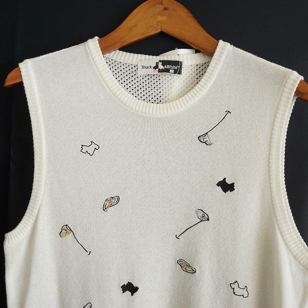 Black＆White（ブラック&ホワイト） #anc ベスト 2 白 ニット 柄