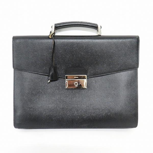 PRADA　ブリーフケース　黒　オールレザー　ロック金具　シルバー　鍵付き　本革 PRADA（プラダ） #anb ブリーフケース 書類かばん ビジネスバッグ 鍵