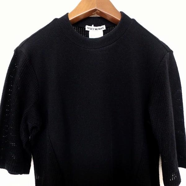 spc イッセイミヤケ ISSEYMIYAKE カットソー M 黒 半袖 リブ メッシュ
