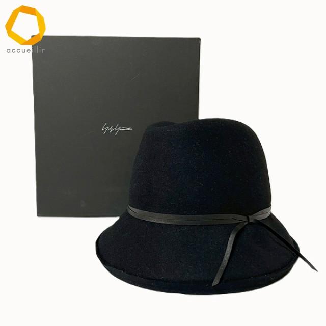 wnzh ヨウジヤマモト YohjiYamamoto 帽子 ハット 黒 中折れ帽 ウール