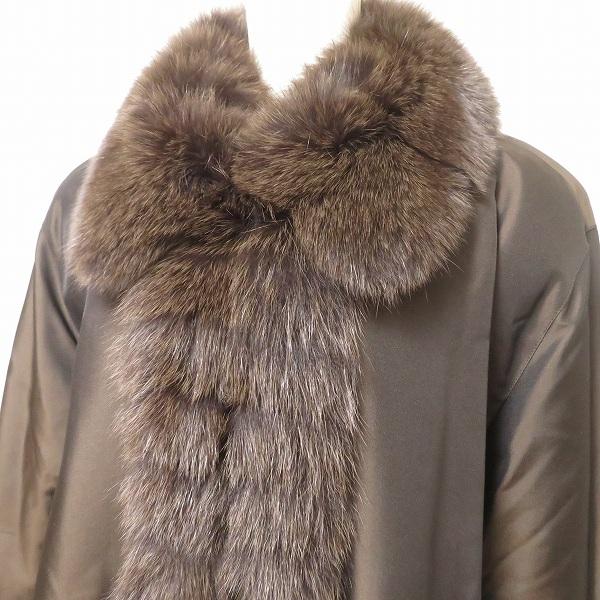 wnc レリアン Leilian コート 13+ こげ茶 シルク フォックスファー