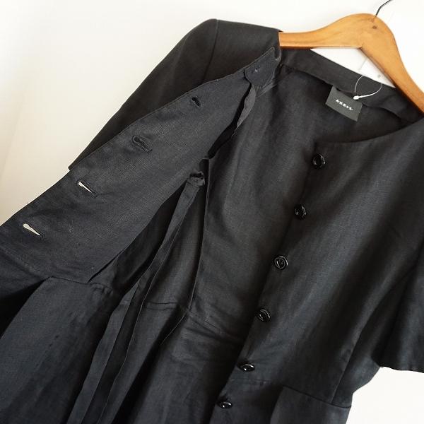 snc アクリス AKRIS ジャケット 38 黒 半袖 リネン 無地 薄手