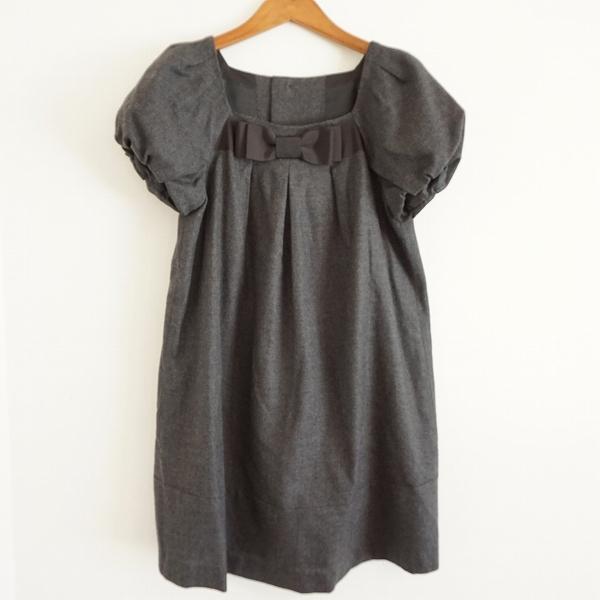 #anc ロイスクレヨン LoisCRAYON ワンピース M グレー 半袖 リボン レディース [855063] | Lois CRAYON