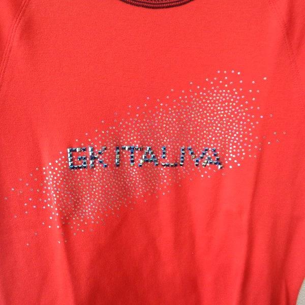 #anc イタリヤ 伊太利屋 カットソー 7 茶 ラインストーン ストレッチ素材 レディース [937560] 伊太利屋 #snc イタリヤ Tシャツ カットソー 9 赤 半袖 ライン