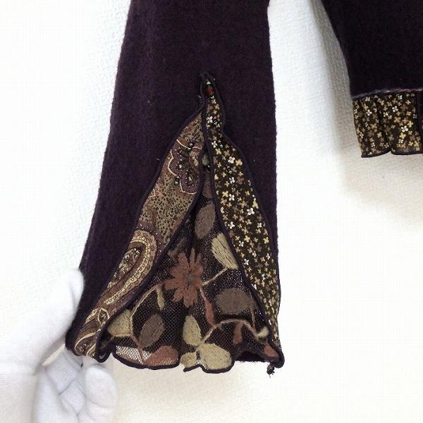 wnc ノンノンドール nonnondorl ジャケット F 紫 ピンク 茶 花 刺繍